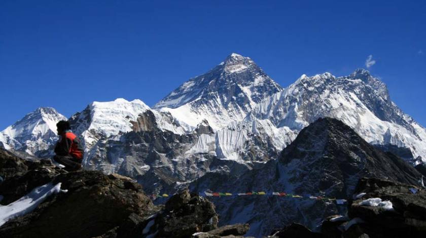 Majestic top of Mount Everest from the Gokyo Peak