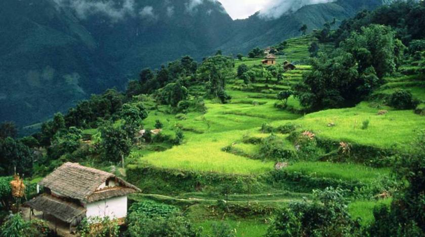 Green landscapes and typical lifestyle of Arun Valley