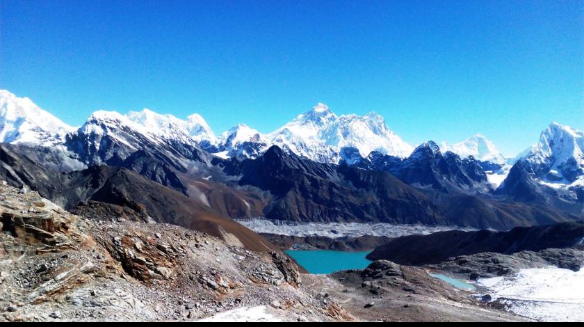 Magnificent Everest range seen from Renjo La Pass