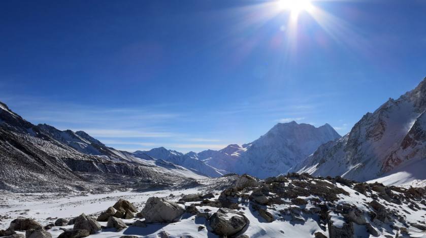 Find your colors into white peaks and blue sky!