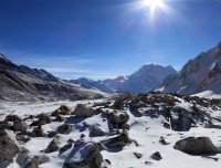 Sunrise at top of Manaslu range 