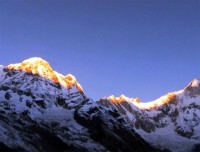 Sunset on Annapurna South and Range at ABC